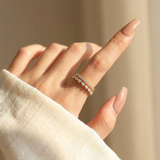 Double-Row Pear and Pavé Layered Band | Clearance Sale | Luxe9174