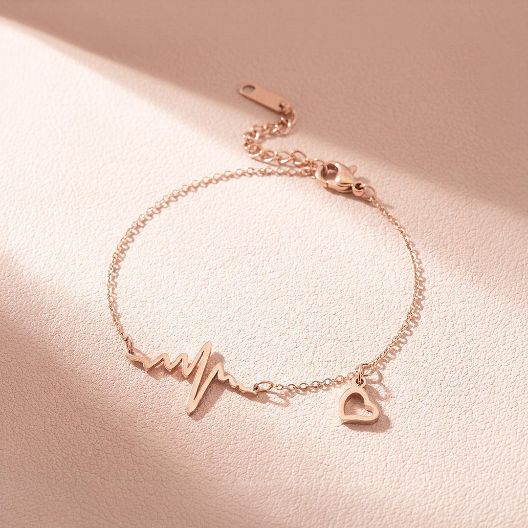 Heartbeat Lifeline &amp; Open Heart | Anklet | Luxe9217