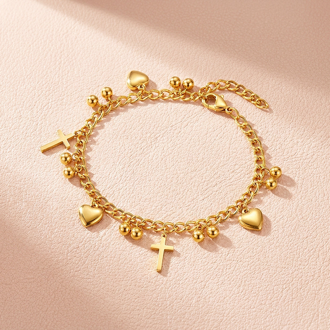 Faith &amp; Love Cross Heart Charm | Anklet | Luxe9256