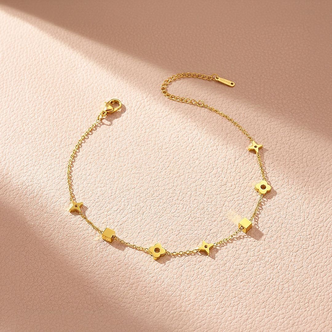 Clover, Starburst &amp; Cube Station | Anklet | Luxe9276