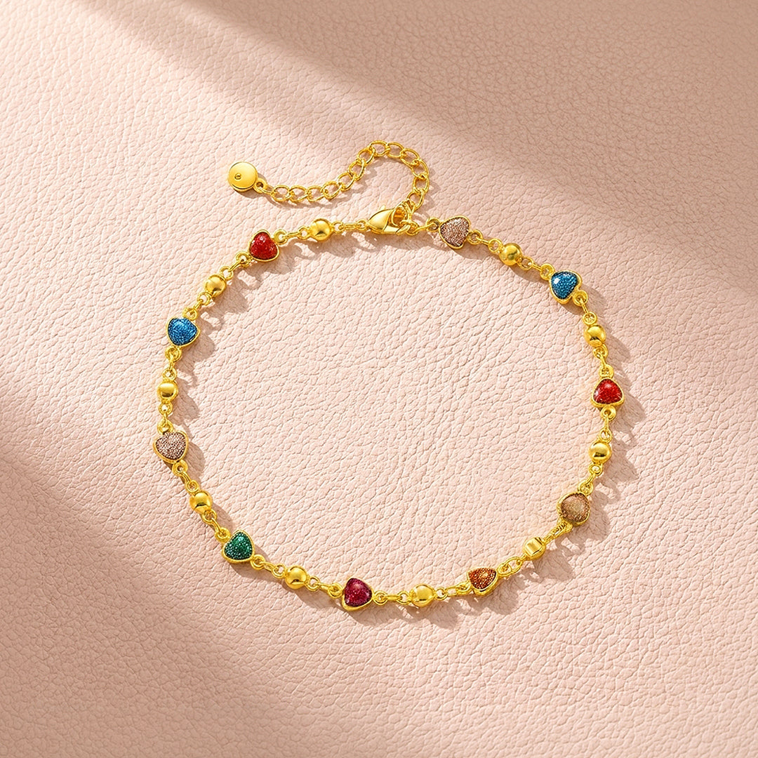 Multicolor Glitter Heart Chain | Anklet | Luxe9278