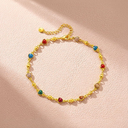 Multicolor Glitter Heart Chain | Anklet | Luxe9278
