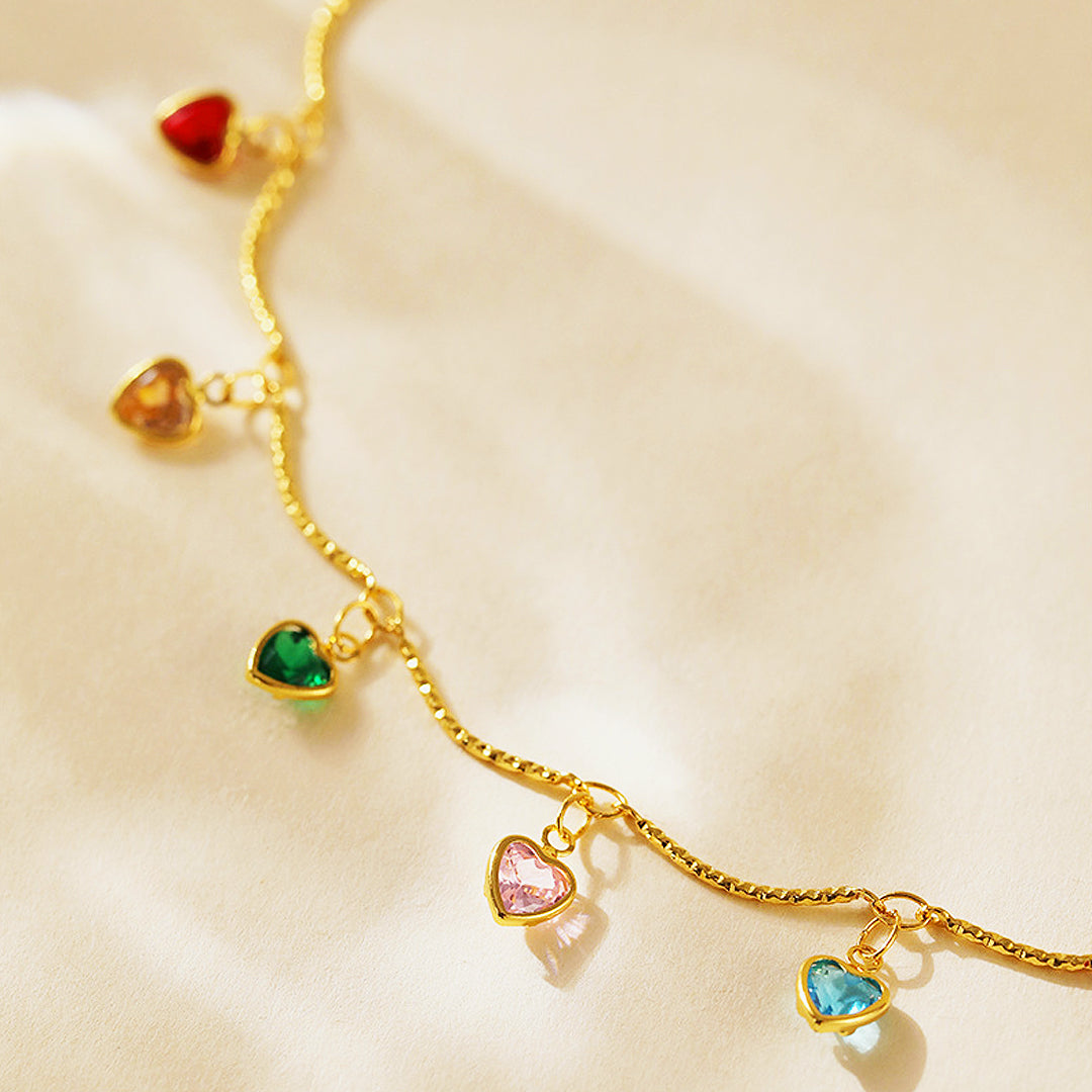 Luxe9279 - Multicolored Heart Charm Anklet