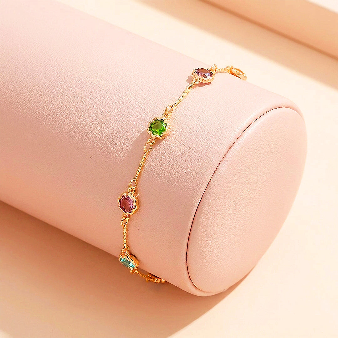 Rainbow Floral Crystal Station | Anklet | Luxe9280