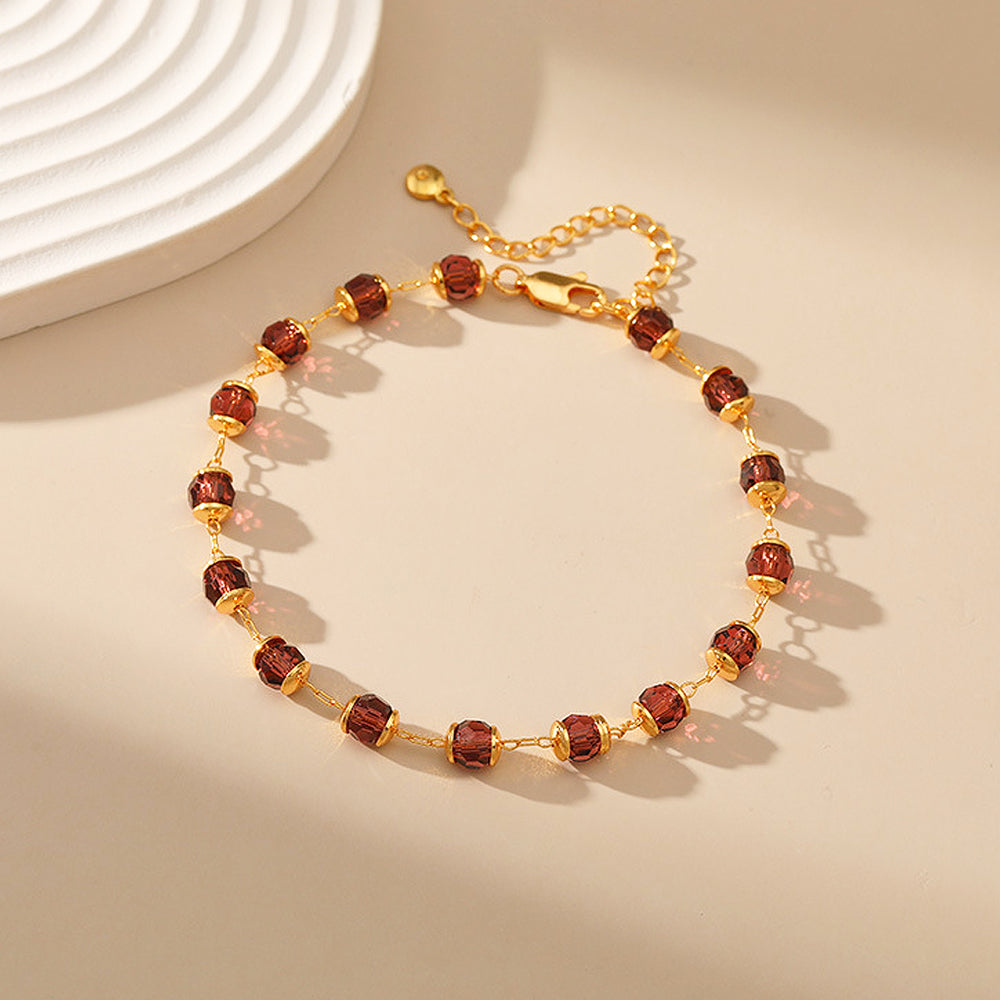 Faceted Garnet Red Glass Bead | Anklet | Luxe9282