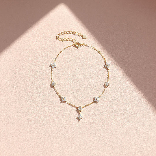 Clover &amp; Bezel Stone Station | Anklet | Luxe9287