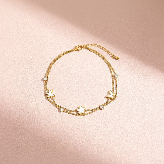 Double-Layer Butterfly &amp; Floral | Anklet | Luxe9288