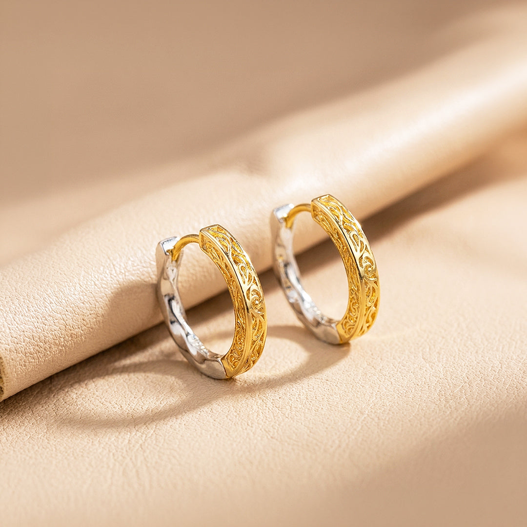 Engraved Scroll Huggie Hoop | Men&