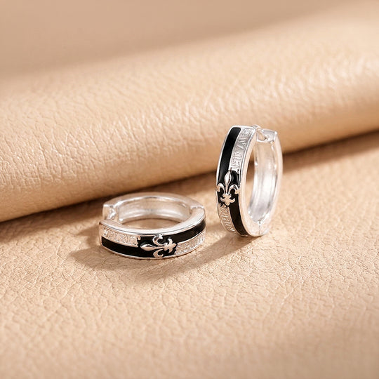 Fleur-de-Lis "Spirit" Engraved Huggie Hoop | Men&