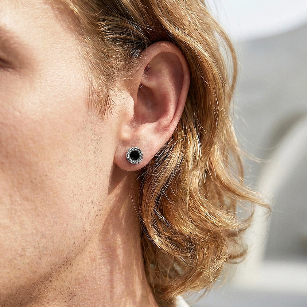 Textured Round Stud | Men's Earrings | ME1012