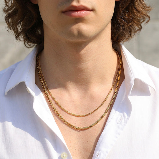 Layered Bar &amp; Cuban Link | Men&