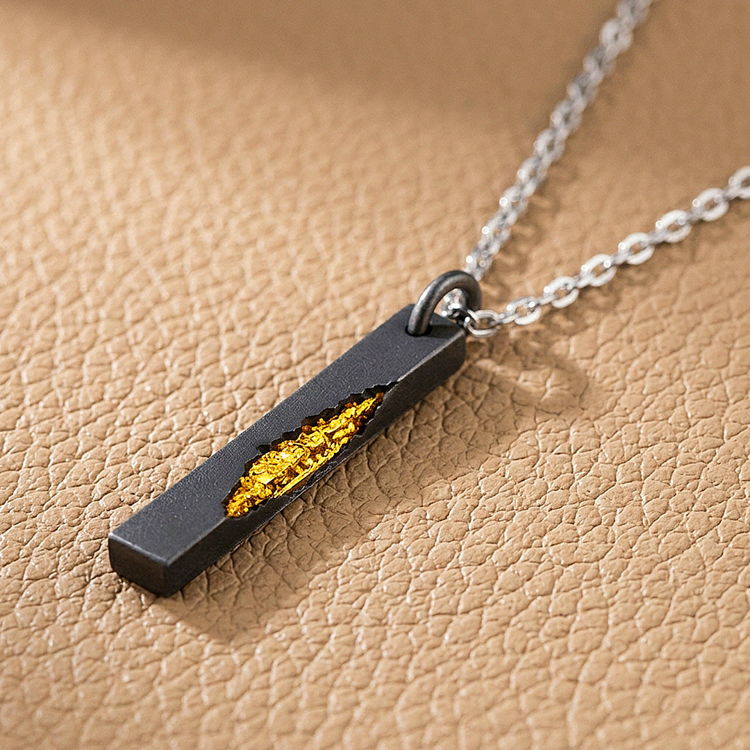 Gold Vein Bar Pendant | Men&