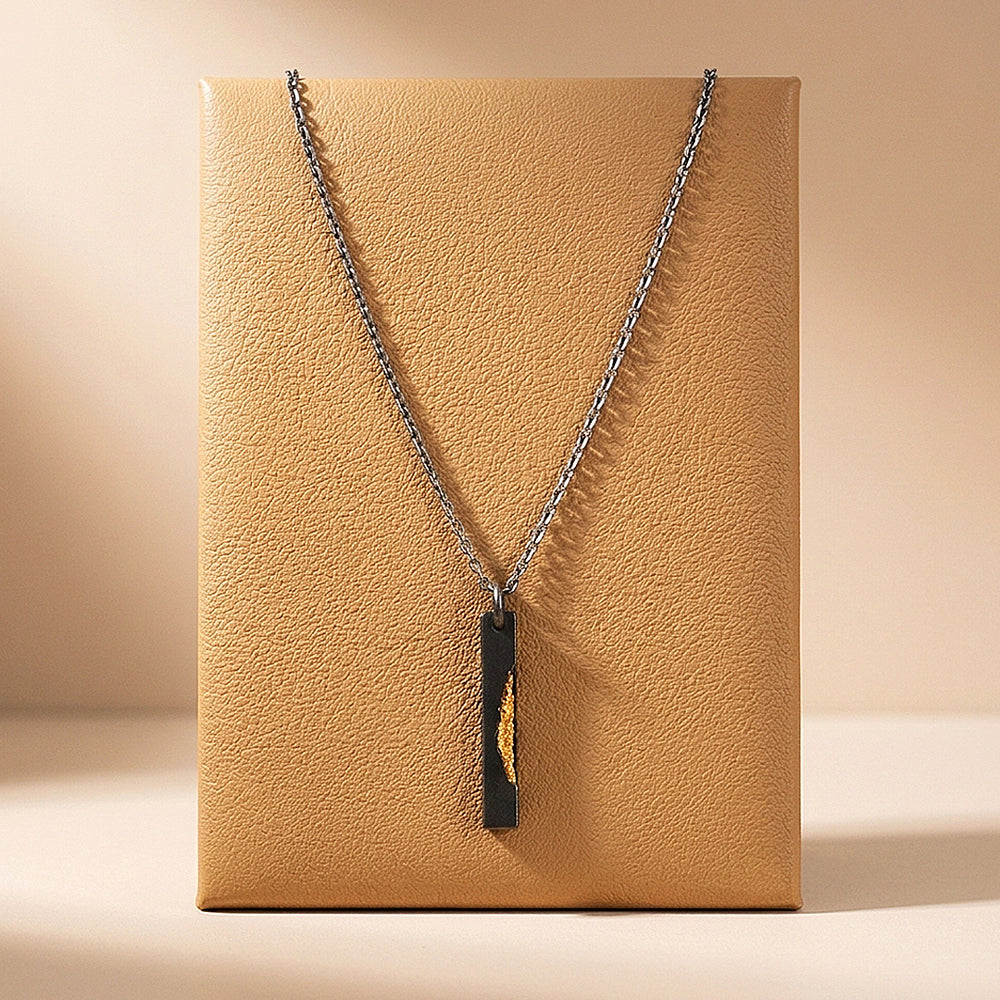 Gold Vein Bar Pendant | Men's Necklace | MN1102