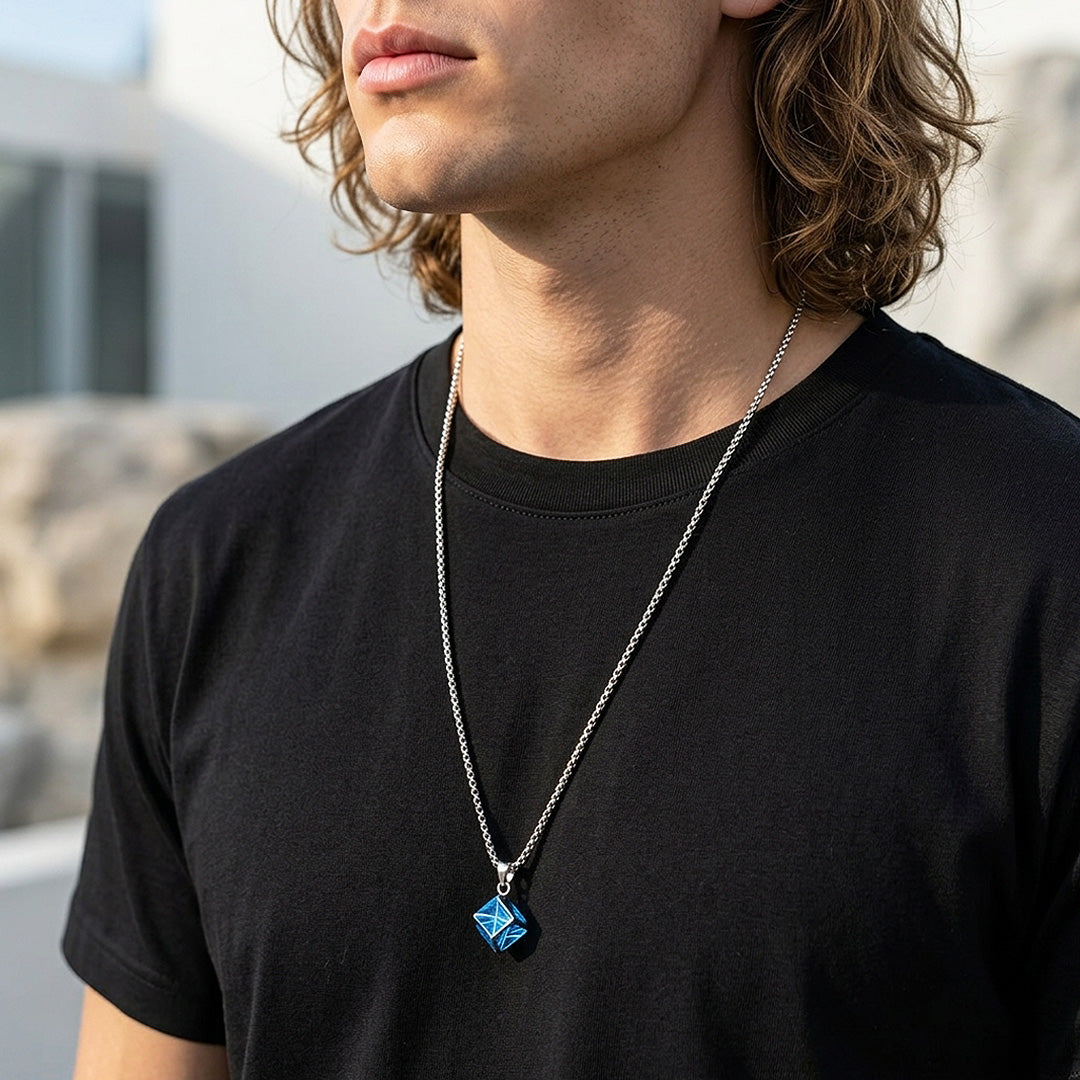 Glow in the Dark Filigree Cube Pendant | Men&