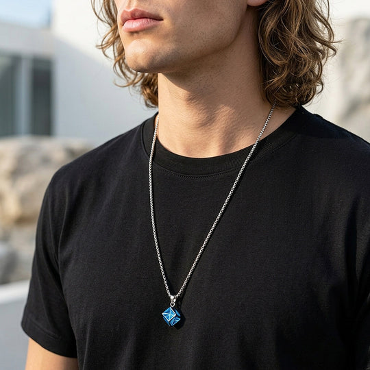 Glow in the Dark Filigree Cube Pendant | Men&