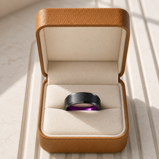 Magenta | Brushed Black Purple Interior Tungsten Carbide Men&