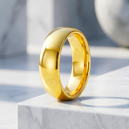 Midas Touch | High Polish Gold Domed Tungsten Carbide Ring