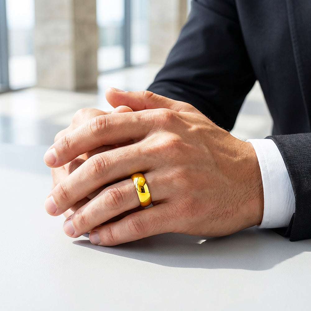 Midas Touch | High Polish Gold Domed Tungsten Carbide Ring