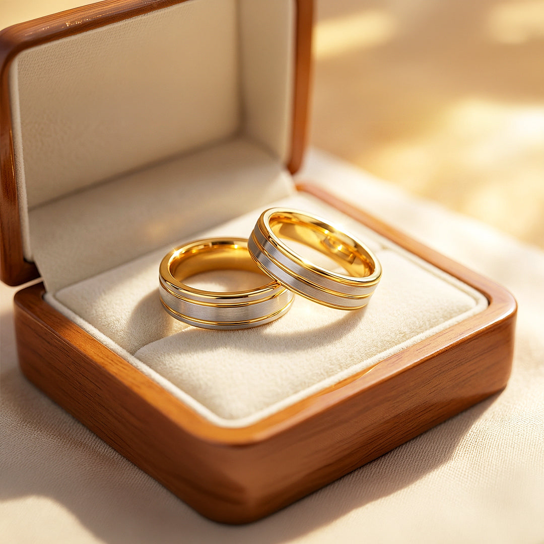 Mintage | Tungsten Couple Rings | Gold & Silver Wedding Bands - Ring | Singapore Jewellery, Wedding Rings & Gifts | Same Day Delivery | Tiara.com.sg