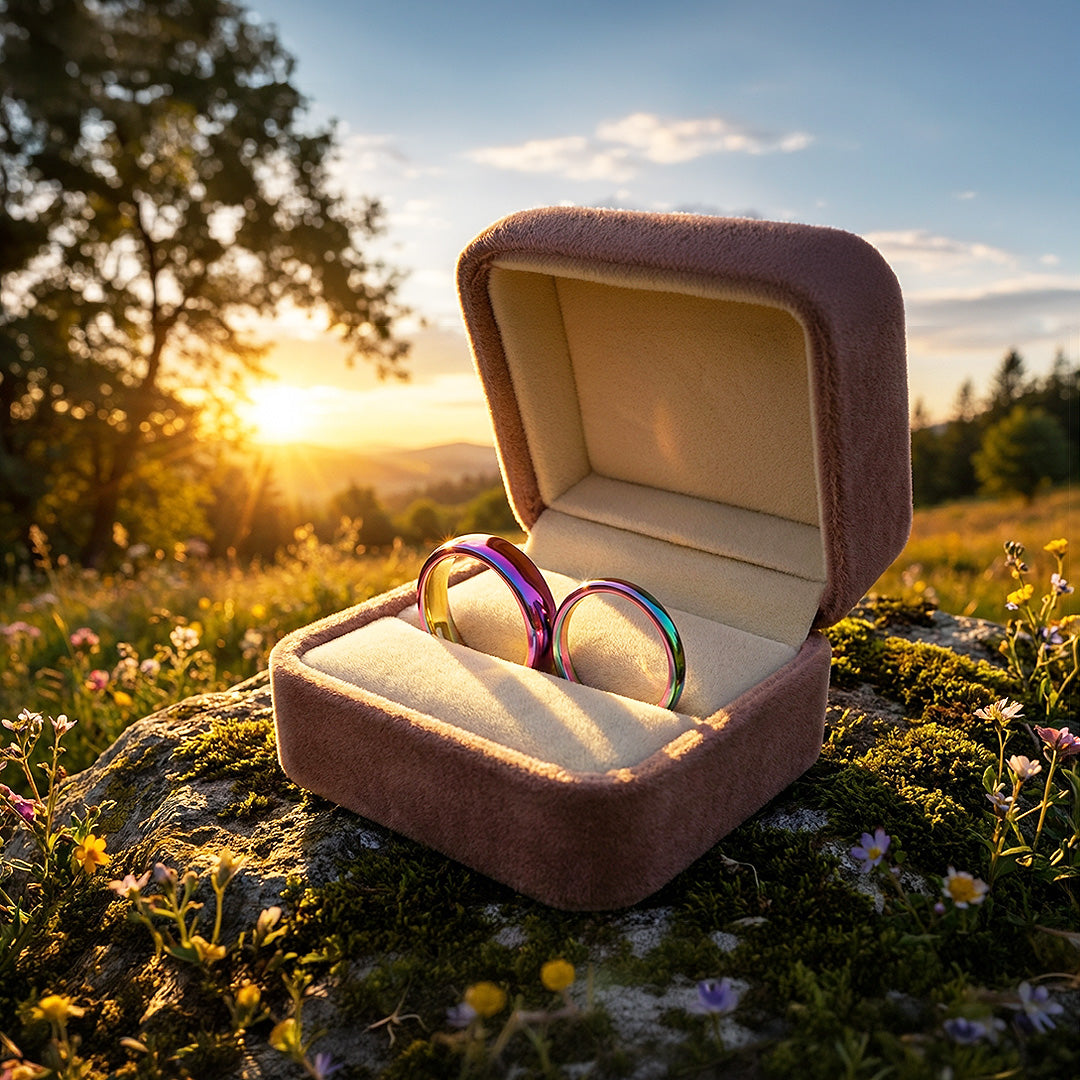 Northen Lights | Tungsten Couple Rings | Multicolour Wedding Bands - Ring | Singapore Jewellery, Wedding Rings &amp; Gifts | Same Day Delivery | Tiara.com.sg