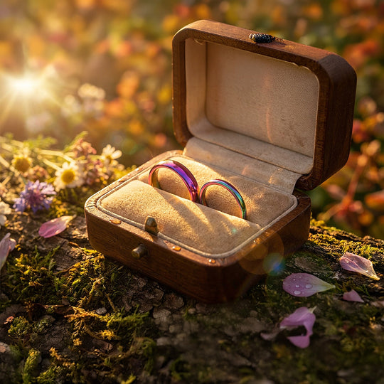 Northen Lights | Tungsten Couple Rings | Multicolour Wedding Bands - Ring | Singapore Jewellery, Wedding Rings &amp; Gifts | Same Day Delivery | Tiara.com.sg