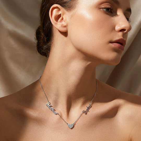 Double Name Heart Necklace | Personalised Necklace | Nova1046