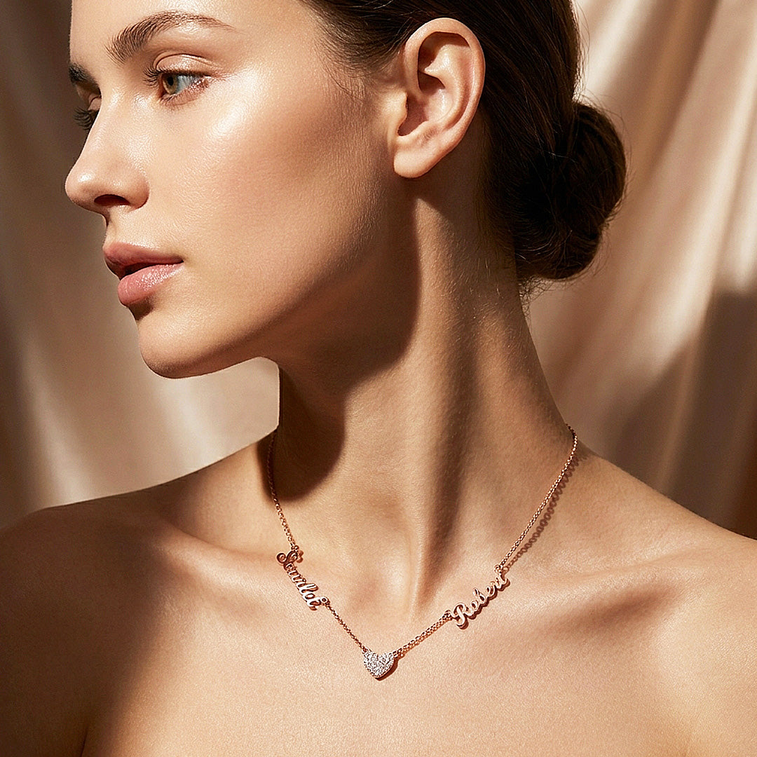 Double Name Heart Necklace | Personalised Necklace | Nova1046