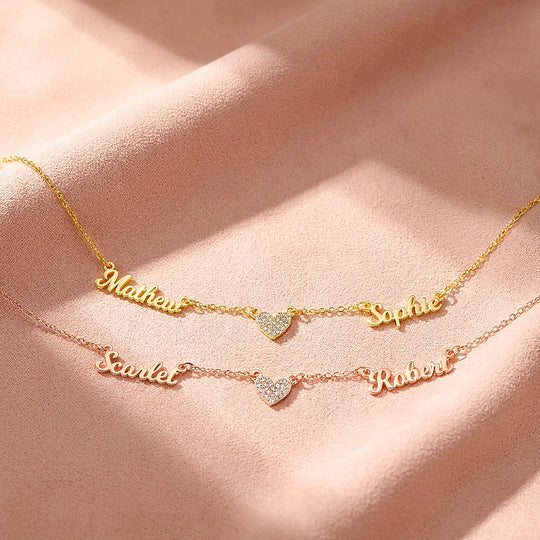 Double Name Heart Necklace | Personalised Necklace | Nova1046