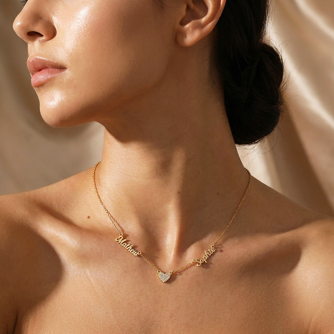 Double Name Heart Necklace | Personalised Necklace | Nova1046
