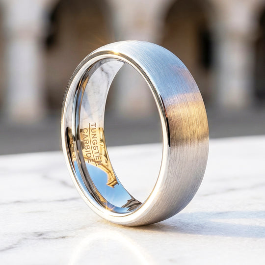 Opulent Brushed Domed Tungsten Carbide Ring - Ring | Singapore Jewellery, Wedding Rings &amp; Gifts | Same Day Delivery | Tiara.com.sg