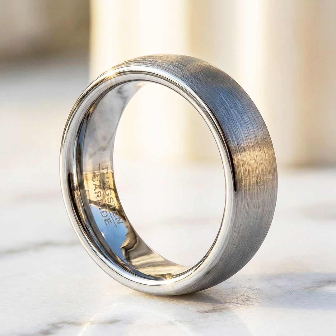 Opulent Brushed Domed Tungsten Carbide Ring - Ring | Singapore Jewellery, Wedding Rings &amp; Gifts | Same Day Delivery | Tiara.com.sg