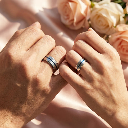 Oros | Tungsten Couple Rings | Silver Wedding Bands