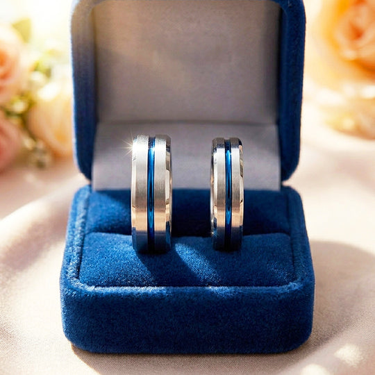 Oros | Tungsten Couple Rings | Silver Wedding Bands