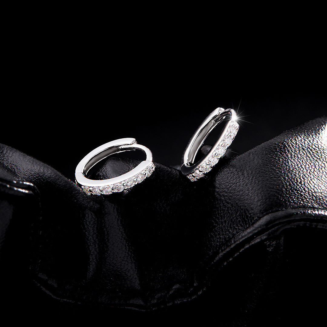 Classic Pavé Eternity Huggie Earrings | Moissanite | 925 Sterling Silver | Prm8101 - Earrings | Singapore Jewellery, Wedding Rings &amp; Gifts | Same Day Delivery | Tiara.com.sg