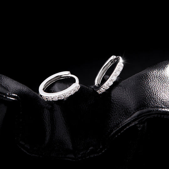 Classic Pavé Eternity Huggie Earrings | Moissanite | 925 Sterling Silver | Prm8101 - Earrings | Singapore Jewellery, Wedding Rings &amp; Gifts | Same Day Delivery | Tiara.com.sg