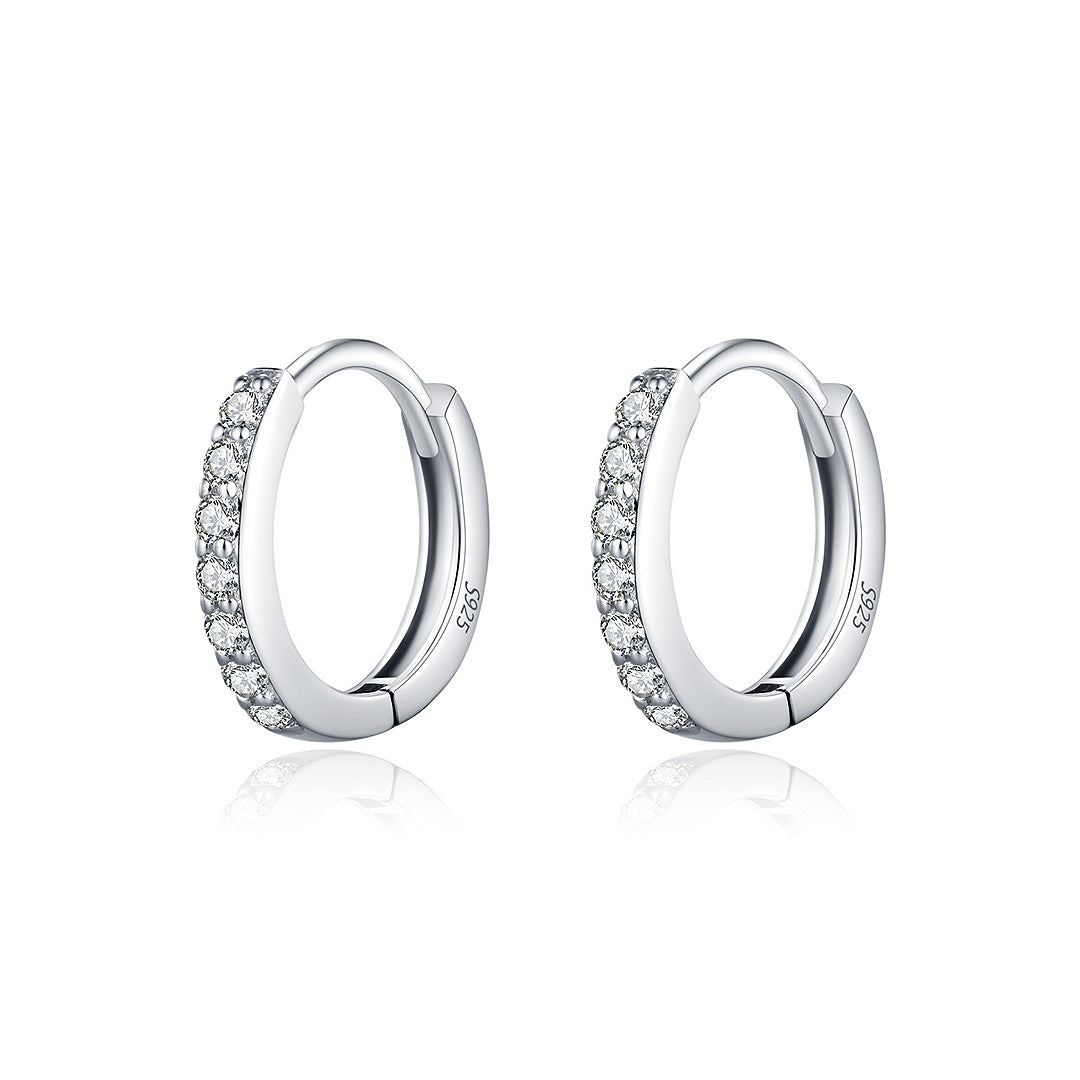 Classic Pavé Eternity Huggie Earrings | Moissanite | 925 Sterling Silver | Prm8101 - Earrings | Singapore Jewellery, Wedding Rings &amp; Gifts | Same Day Delivery | Tiara.com.sg