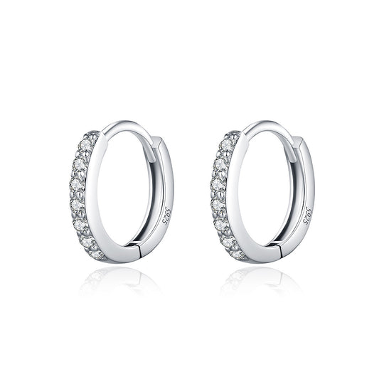 Classic Pavé Eternity Huggie Earrings | Moissanite | 925 Sterling Silver | Prm8101 - Earrings | Singapore Jewellery, Wedding Rings &amp; Gifts | Same Day Delivery | Tiara.com.sg