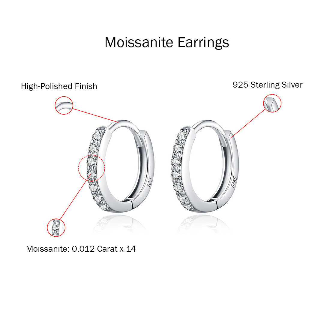Classic Pavé Eternity Huggie Earrings | Moissanite | 925 Sterling Silver | Prm8101 - Earrings | Singapore Jewellery, Wedding Rings &amp; Gifts | Same Day Delivery | Tiara.com.sg