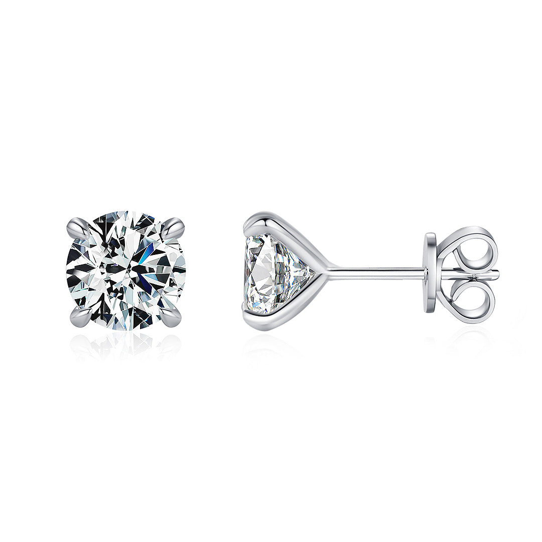 Classic Solitaire Stud Earrings | Moissanite | 925 Sterling Silver | Prm8102 - Earrings | Singapore Jewellery, Wedding Rings &amp; Gifts | Same Day Delivery | Tiara.com.sg