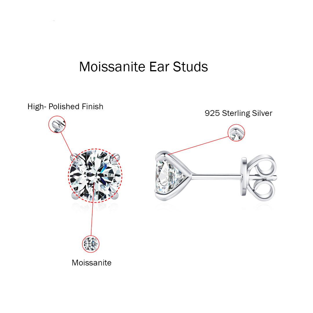 Classic Solitaire Stud Earrings | Moissanite | 925 Sterling Silver | Prm8102 - Earrings | Singapore Jewellery, Wedding Rings &amp; Gifts | Same Day Delivery | Tiara.com.sg
