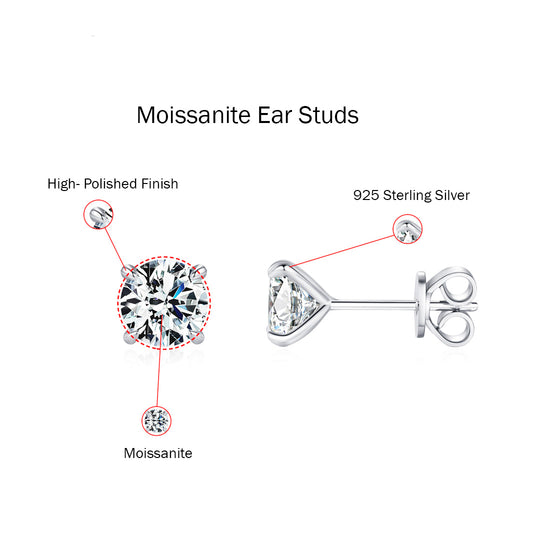 Classic Solitaire Stud Earrings | Moissanite | 925 Sterling Silver | Prm8102 - Earrings | Singapore Jewellery, Wedding Rings &amp; Gifts | Same Day Delivery | Tiara.com.sg
