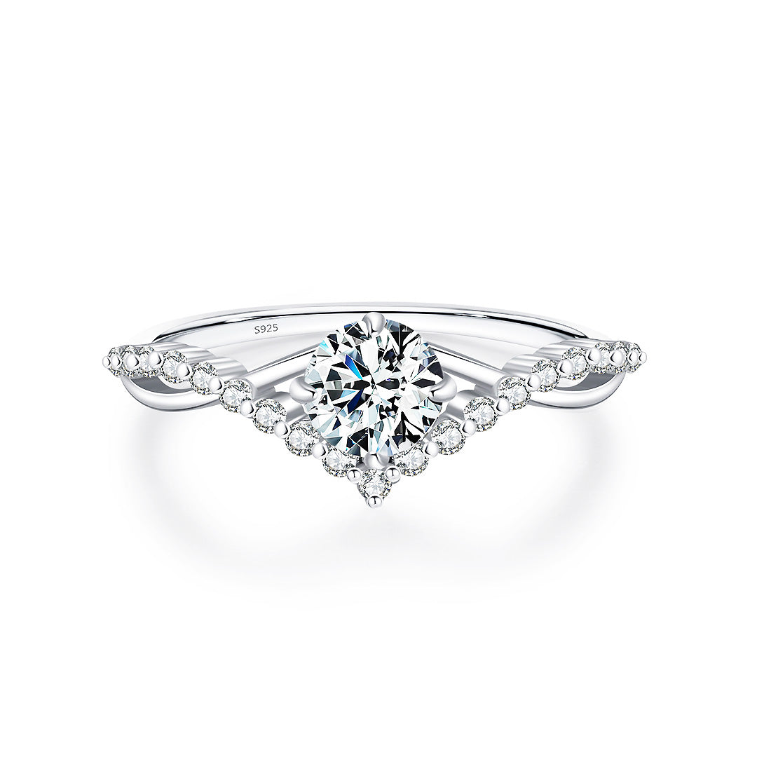 Twisted Wishbone Halo Ring | 0.50ct | Moissanite | 925 Sterling Silver | Prm7102 - Ring | Singapore Jewellery, Wedding Rings &amp; Gifts | Same Day Delivery | Tiara.com.sg