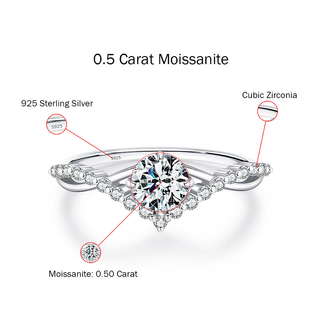 Twisted Wishbone Halo Ring | 0.50ct | Moissanite | 925 Sterling Silver | Prm7102 - Ring | Singapore Jewellery, Wedding Rings &amp; Gifts | Same Day Delivery | Tiara.com.sg