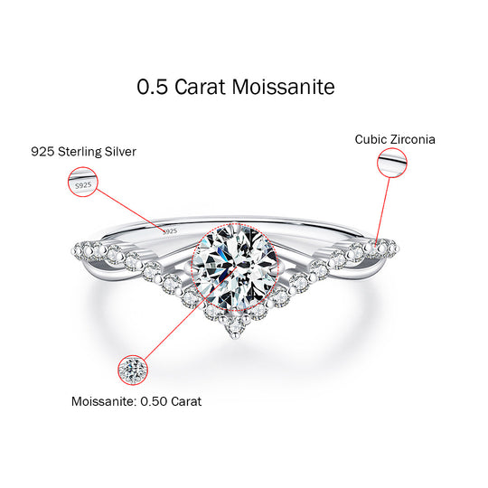 Twisted Wishbone Halo Ring | 0.50ct | Moissanite | 925 Sterling Silver | Prm7102 - Ring | Singapore Jewellery, Wedding Rings &amp; Gifts | Same Day Delivery | Tiara.com.sg