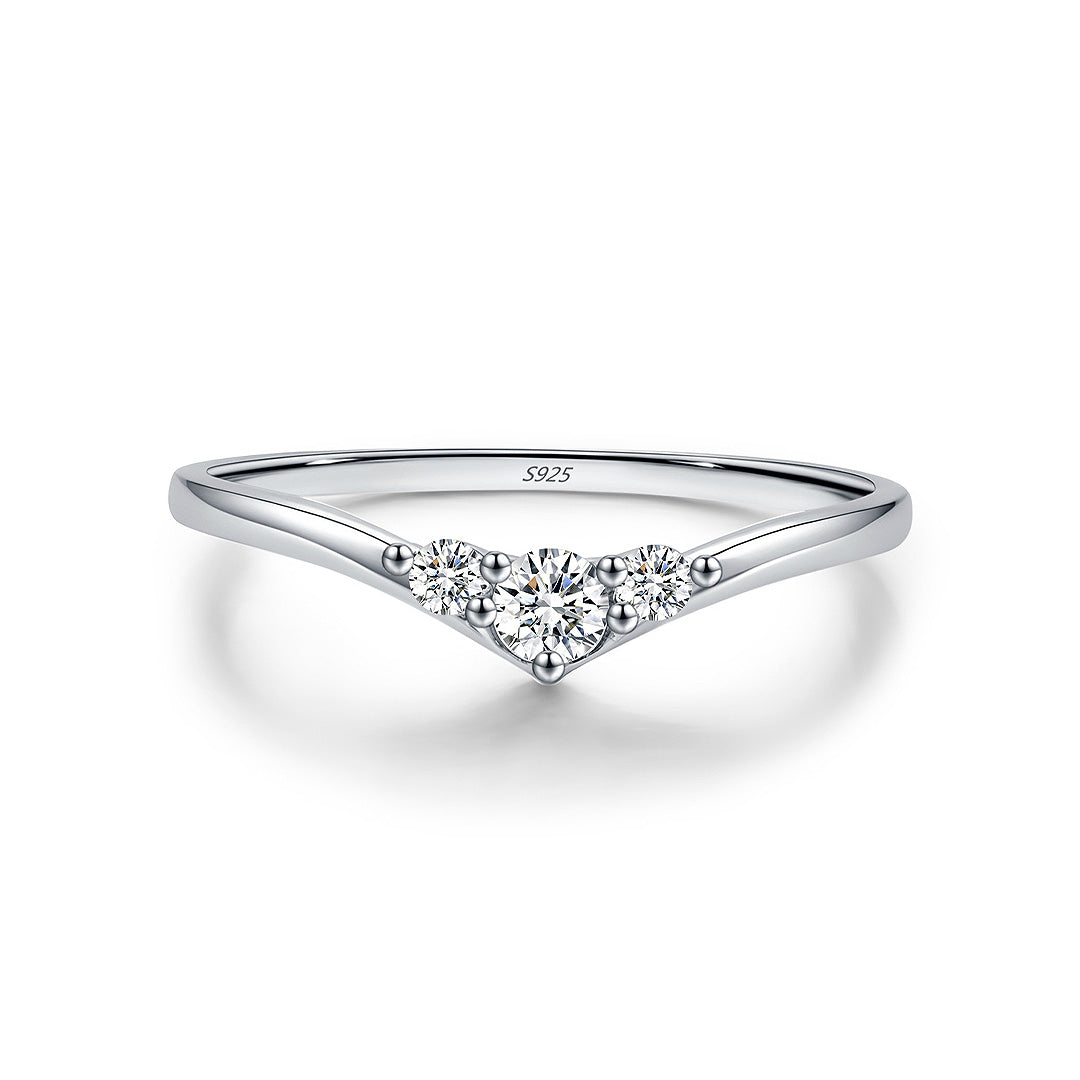 V-Shape Wishbone Ring | Moissanite | 925 Sterling Silver | Prm7103 - Ring | Singapore Jewellery, Wedding Rings &amp; Gifts | Same Day Delivery | Tiara.com.sg