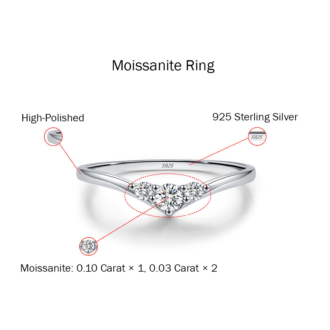 V-Shape Wishbone Ring | Moissanite | 925 Sterling Silver | Prm7103 - Ring | Singapore Jewellery, Wedding Rings &amp; Gifts | Same Day Delivery | Tiara.com.sg