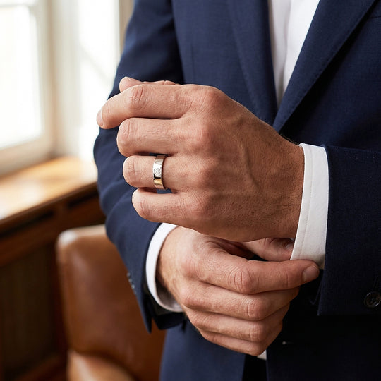 Bezel Solitaire Moissanite Men Ring | 925 Sterling Silver | PRM1013
