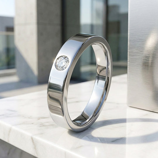 Bezel Solitaire Moissanite Men Ring | 925 Sterling Silver | PRM1013