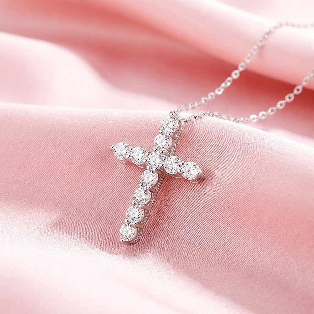 Classic Cross Moissanite Pendant Necklace | Prm2002