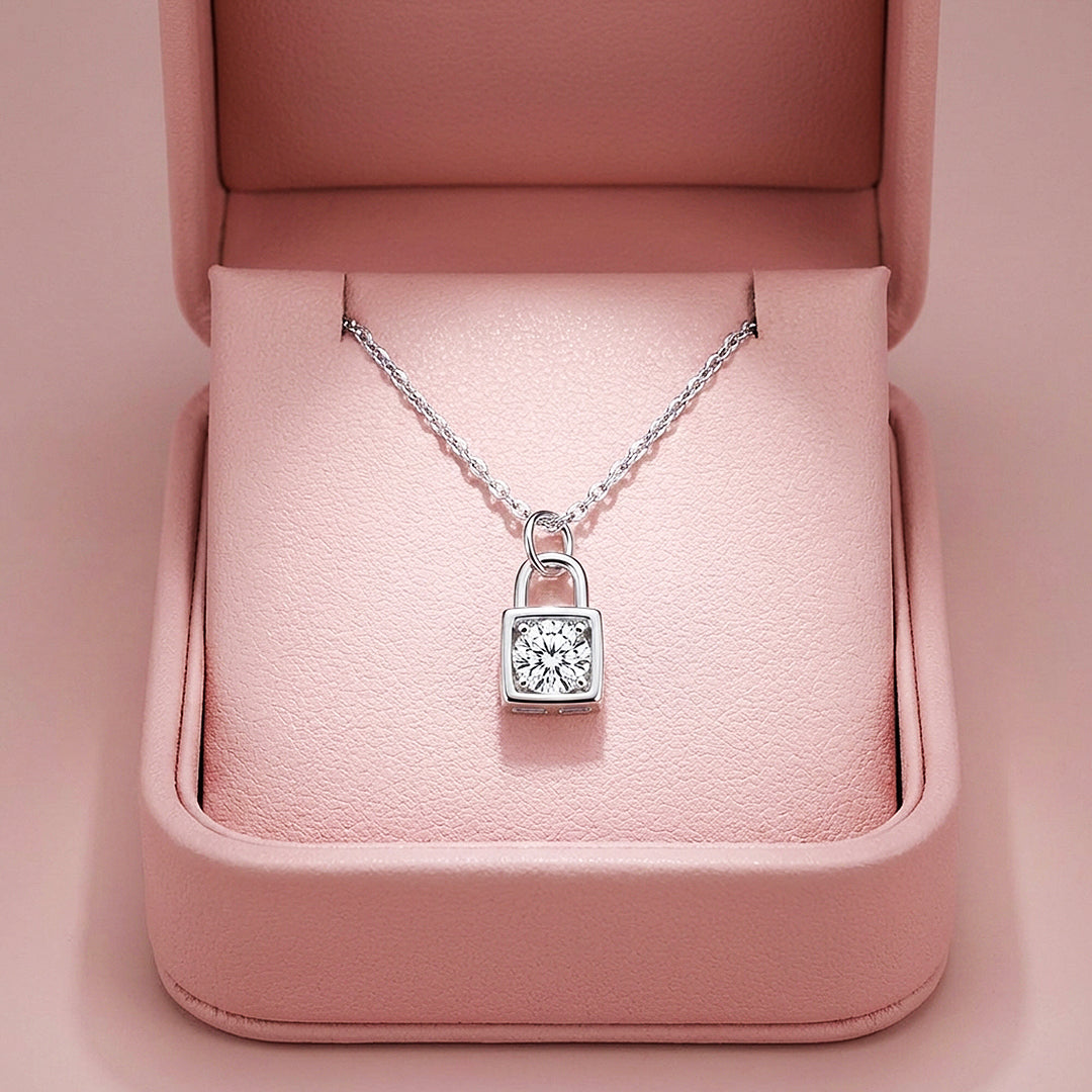 Square Locket Moissanite Solitaire Pendant Necklace | PRM2005